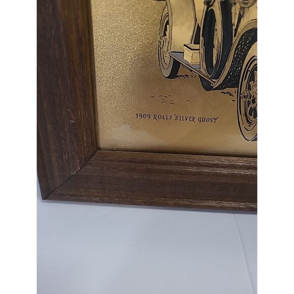 Gold Colored Prints Pictures 1915 Ford Model T 1909 Rolls Royce Framed Man Cave - Picture 9 of 11